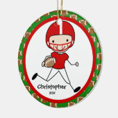 フットボールのパーソナライズな男の子のクリスマスのオーナメント セラミックオーナメント (左)