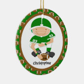 フットボールのパーソナライズな男の子のクリスマスのオーナメント セラミックオーナメント (右)