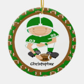 フットボールのパーソナライズな男の子のクリスマスのオーナメント セラミックオーナメント (正面)