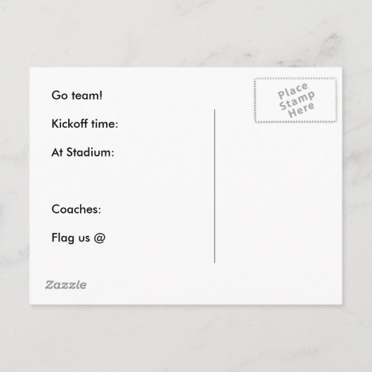 フットボールのパーティの招待状の郵便はがき インビテーションポストカード (裏面)