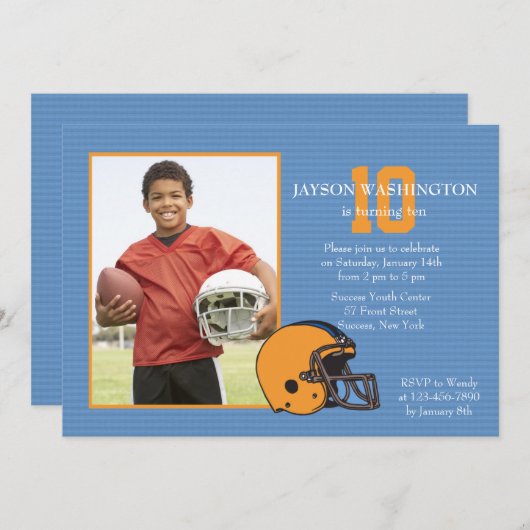 フットボールのファンの写真の招待状 招待状 (正面/裏面)