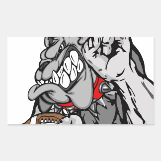 フットボールのブルドッグ 長方形シール