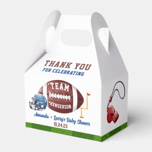 フットボールのベビーシャワー フェイバーボックス (裏面サイド)