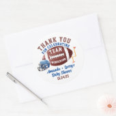 フットボールのベビーシャワー ラウンドシール (封筒)