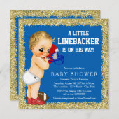 フットボールのベビーシャワー 招待状 (正面/裏面)