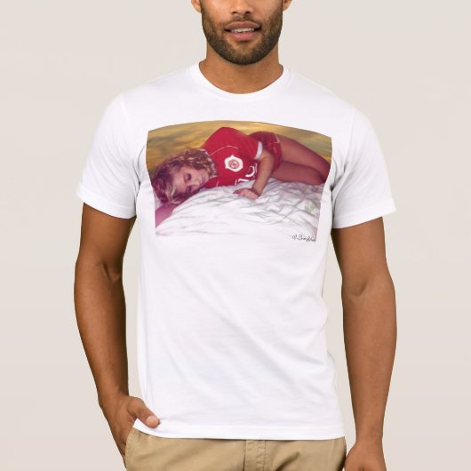 フットボールのワイシャツの女の子 Tシャツ (正面)
