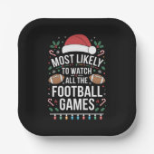 フットボールの全ての試合クリスマスを見る可能性が最も高い ペーパープレート (正面)