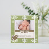 フットボールの写真の誕生の発表カード 案内状 (スタンド正面)