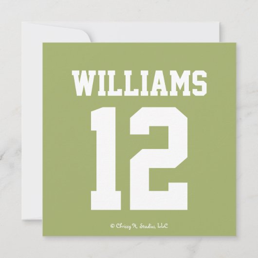 フットボールの写真の誕生の発表カード 案内状 (裏面)