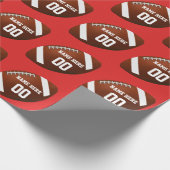 フットボールの包装紙あなたの色、名前、数 ラッピングペーパー (角)