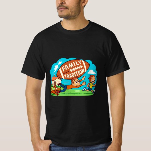 フットボールの感謝祭シャツ|家族の伝統 Tシャツ (正面)
