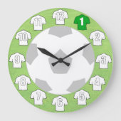 フットボールの時計-白いシャツ付き ラージ壁時計 (正面)
