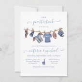 フットボールの物干し用ベビーシャワー 招待状 (正面)