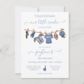 フットボールの物干し誕生日パーティー 招待状 (正面)