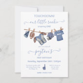 フットボールの物干し誕生日パーティー 招待状 (正面)