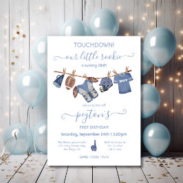 フットボールの物干し誕生日パーティー 招待状