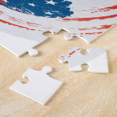 フットボールの球および赤く白いstorkes ジグソーパズル (側面)