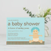 フットボールの男の赤ちゃんのベビーシャワーの招待状 招待状 (スタンド正面)