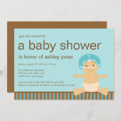 フットボールの男の赤ちゃんのベビーシャワーの招待状 招待状 (正面/裏面)