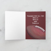 フットボールの芸術はコーチ感謝していしています サンキューカード (内部)