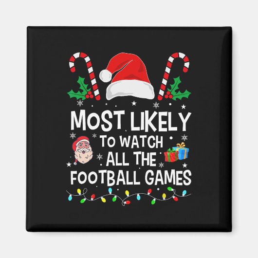 フットボールの試合を全部見る可能性大 クリスマス マグネット (正面)