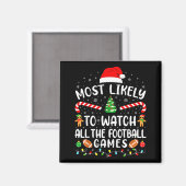 フットボールの試合を全部見るXmas M マグネット (正面/裏面)
