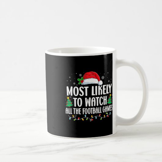 フットボールの試合を全部観る可能性大 クリスマス コーヒーマグカップ (右)