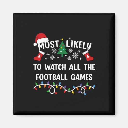 フットボールの試合を全部観る可能性大 クリスマス マグネット (正面)