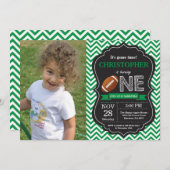 フットボールの誕生日の招待状の第1誕生会 招待状 (正面/裏面)