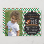 フットボールの誕生日の招待状の第1誕生会 招待状 (正面/裏面)