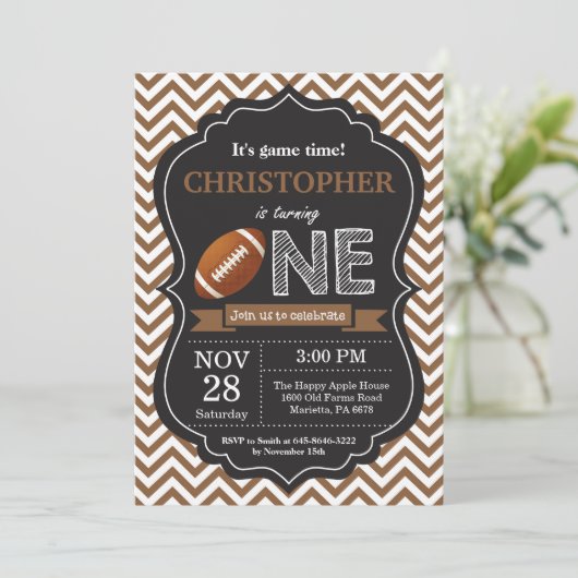 フットボールの誕生日の招待状の第1誕生会 招待状 (スタンド正面)