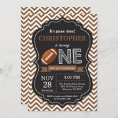 フットボールの誕生日の招待状の第1誕生会 招待状 (正面/裏面)