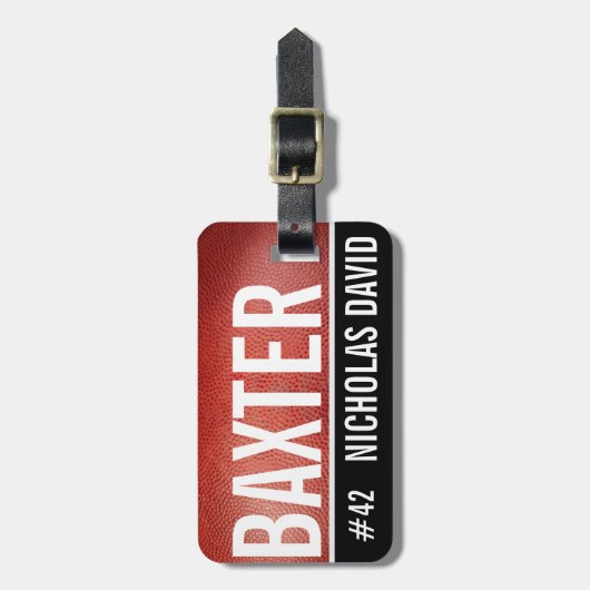 フットボールの豚革のカスタムな荷物のラベルのモノグラム ラゲッジタグ (正面縦)