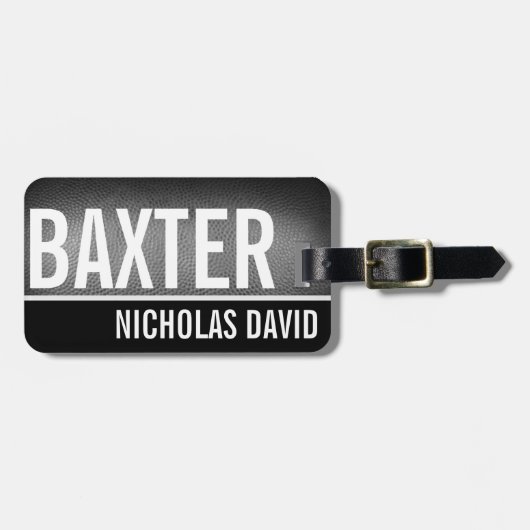 フットボールの豚革のカスタムな荷物のラベルのモノグラム ラゲッジタグ (正面横)