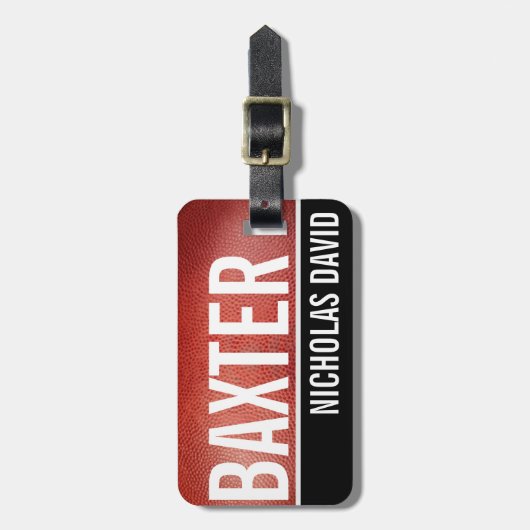 フットボールの豚革のカスタムな荷物のラベルのモノグラム ラゲッジタグ (正面縦)