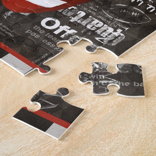 フットボールの身に着けている卒業の帽子、フットボールの単語 ジグソーパズル (側面)