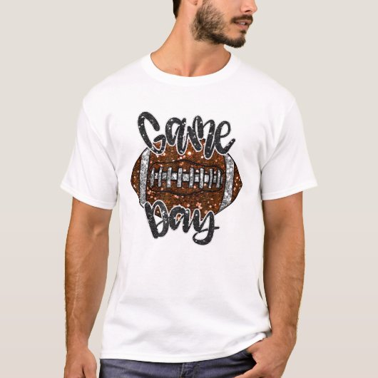 フットボールの輝き ゲームデー フットボール好きの人へ  秋  Tシャツ (正面)