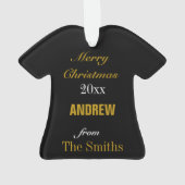 フットボールの金ゴールド及びジャージーの黒いオーナメント オーナメント (裏面)