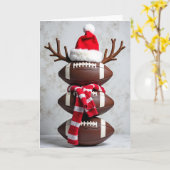 フットボールの雪だるま クリスマスカード カード (黄色い花)