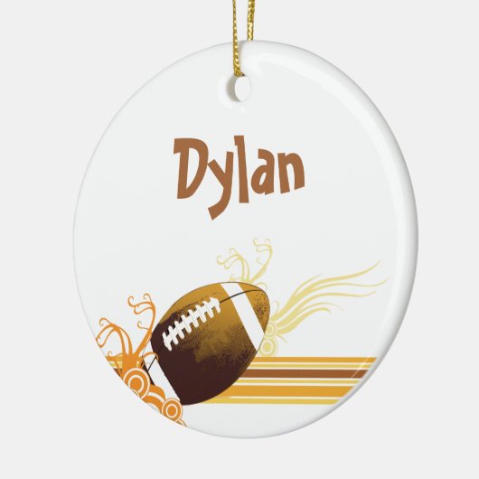 フットボールは状況のパーソナライズな名前を遊ばします セラミックオーナメント (左)