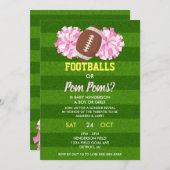フットボールまたはポンポン　性別発表 招待状 (正面/裏面)