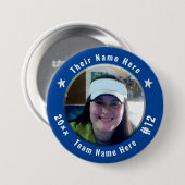 フットボールまたは任意のスポーツスピリットの写真の青 缶バッジ (正面&裏面)