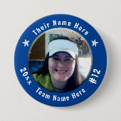 フットボールまたは任意のスポーツスピリットの写真の青 缶バッジ (正面)