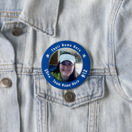 フットボールまたは任意のスポーツスピリットの写真の青 缶バッジ