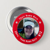 フットボールまたは任意のスポーツスピリットの写真レッド 缶バッジ (正面&裏面)