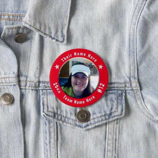 フットボールまたは任意のスポーツスピリットの写真レッド 缶バッジ (インサイチュ)