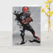 フットボールを保持しているアメリカン・フットボールプレーヤー カード (黄色い花)