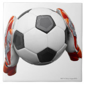 フットボールを保持する2つのゴールの看守の手袋 タイル (正面)