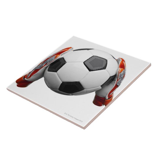 フットボールを保持する2つのゴールの看守の手袋 タイル (側面)