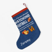 フットボールを常に見ていないおもしろいなスポーツ・ファン スモールクリスマスストッキング (裏面 (吊り時))